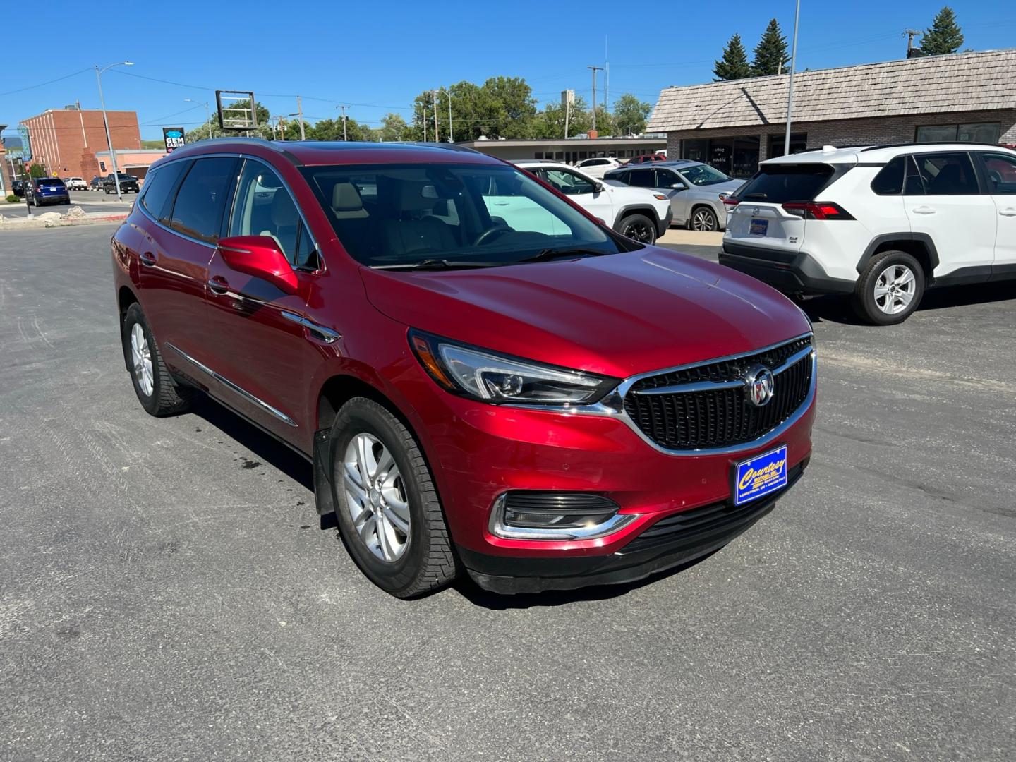 2018 Maroon /Tan Buick Enclave Premium AWD (5GAEVBKW1JJ) with an 3.6L V6 DOHC 24V engine, 9A transmission, located at 116 5th Avenue South, Lewistown, MT, 59457, 47.063877, -109.427879 - Immaculate One Owner Vehicle with Clean Carfax History Discover the perfect combination of luxury, reliability, and performance in our 2018 Buick Enclave Premium AWD. This SUV boasts a single loving owner and a spotless Carfax history, ensuring a worry-free driving experience. Year: 2018 Mode - Photo#0