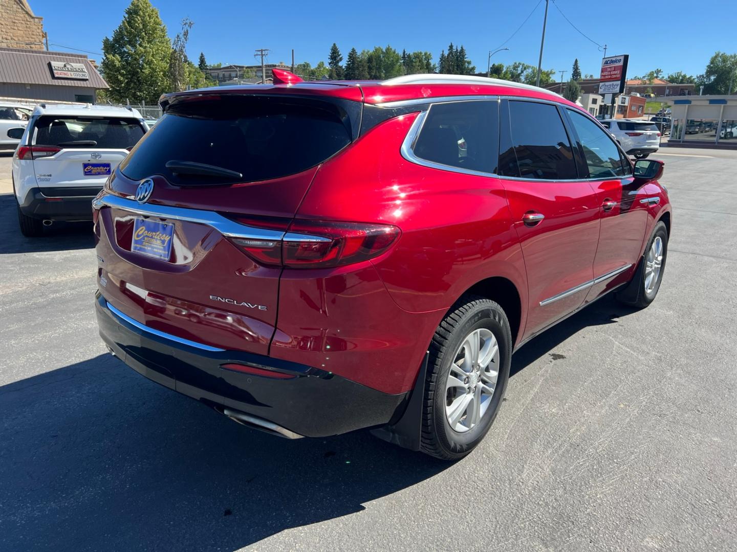 2018 Maroon /Tan Buick Enclave Premium AWD (5GAEVBKW1JJ) with an 3.6L V6 DOHC 24V engine, 9A transmission, located at 116 5th Avenue South, Lewistown, MT, 59457, 47.063877, -109.427879 - Immaculate One Owner Vehicle with Clean Carfax History Discover the perfect combination of luxury, reliability, and performance in our 2018 Buick Enclave Premium AWD. This SUV boasts a single loving owner and a spotless Carfax history, ensuring a worry-free driving experience. Year: 2018 Mode - Photo#2