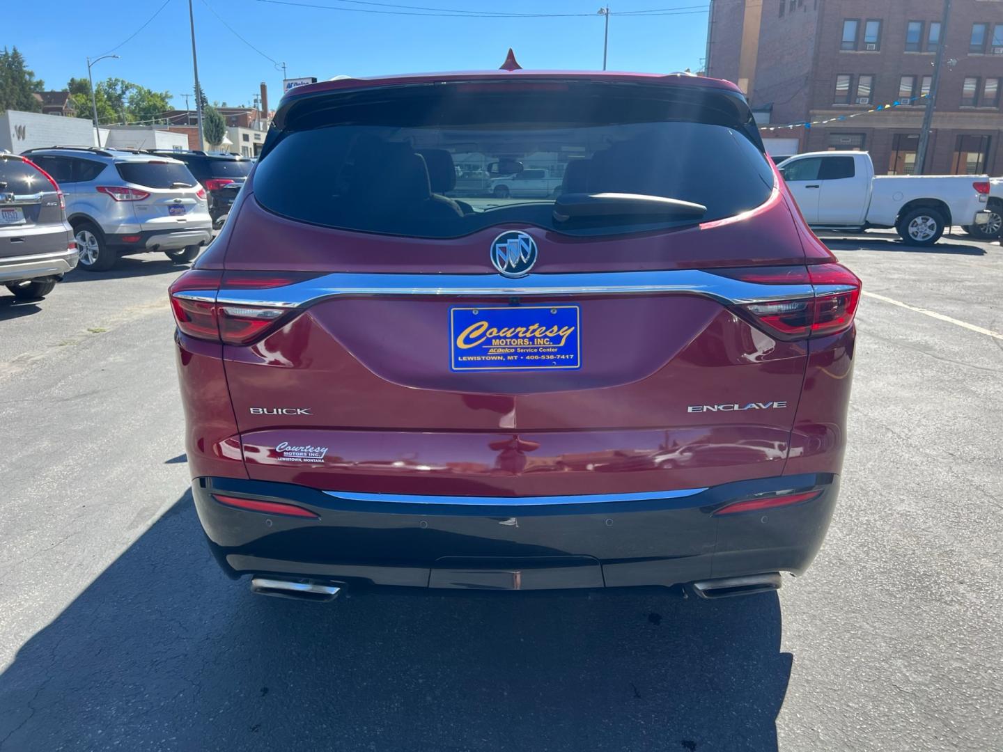 2018 Maroon /Tan Buick Enclave Premium AWD (5GAEVBKW1JJ) with an 3.6L V6 DOHC 24V engine, 9A transmission, located at 116 5th Avenue South, Lewistown, MT, 59457, 47.063877, -109.427879 - Immaculate One Owner Vehicle with Clean Carfax History Discover the perfect combination of luxury, reliability, and performance in our 2018 Buick Enclave Premium AWD. This SUV boasts a single loving owner and a spotless Carfax history, ensuring a worry-free driving experience. Year: 2018 Mode - Photo#3