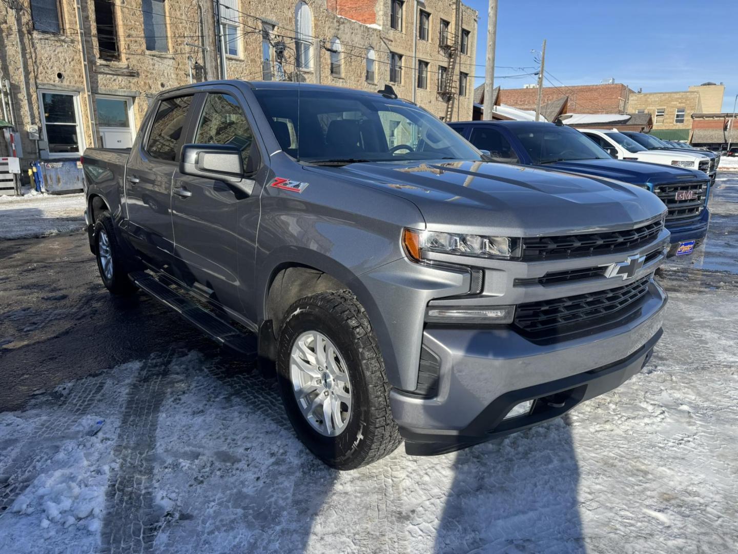 2021 Blue /Charcoal Chevrolet Silverado 1500 RST Crew Cab 4WD (1GCUYEED4MZ) with an 5.3L V8 OHV 16V engine, 6A transmission, located at 116 5th Avenue South, Lewistown, MT, 59457, 47.063877, -109.427879 - Photo#2